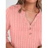 imageANRABESS Womens Tops 34 Sleeve Henley V Neck Soft Blouses Dressy Casual Work Business Shirts 2026 Spring Fashion ClothesCoral White Stripe