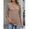 imageANRABESS Womens Tops 34 Sleeve Henley V Neck Soft Blouses Dressy Casual Work Business Shirts 2026 Spring Fashion ClothesLight Khaki