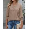 imageANRABESS Womens Tops 34 Sleeve Henley V Neck Soft Blouses Dressy Casual Work Business Shirts 2026 Spring Fashion ClothesLight Khaki
