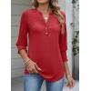 imageANRABESS Womens Tops 34 Sleeve Henley V Neck Soft Blouses Dressy Casual Work Business Shirts 2026 Spring Fashion ClothesRed