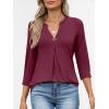 imageANRABESS Womens Tops Business Dressy Casual Blouses 34 Length Sleeve Shirts 2026 Fall Work Tunic Tee TShirts Office OutfitsBurgundy