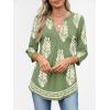 imageANRABESS Womens Tops Business Dressy Casual Blouses 34 Length Sleeve Shirts 2026 Fall Work Tunic Tee TShirts Office OutfitsGreen Flower