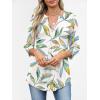 imageANRABESS Womens Tops Business Dressy Casual Blouses 34 Length Sleeve Shirts 2026 Fall Work Tunic Tee TShirts Office OutfitsMulti Leaf