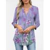 imageANRABESS Womens Tops Business Dressy Casual Blouses 34 Length Sleeve Shirts 2026 Fall Work Tunic Tee TShirts Office OutfitsPurple Flower