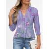 imageANRABESS Womens Tops Business Dressy Casual Blouses 34 Length Sleeve Shirts 2026 Fall Work Tunic Tee TShirts Office OutfitsPurple Flower