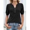 imageANRABESS Womens Tops Puff Short Sleeve Henley Shirt Dressy Casual Blouses Summer Sweater 2026 Spring Business Cute TunicsBlack