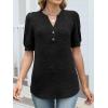 imageANRABESS Womens Tops Puff Short Sleeve Henley Shirt Dressy Casual Blouses Summer Sweater 2026 Spring Business Cute TunicsBlack