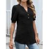 imageANRABESS Womens Tops Puff Short Sleeve Henley Shirt Dressy Casual Blouses Summer Sweater 2026 Spring Business Cute TunicsBlack