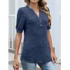 imageANRABESS Womens Tops Puff Short Sleeve Henley Shirt Dressy Casual Blouses Summer Sweater 2026 Spring Business Cute TunicsBlue