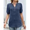 imageANRABESS Womens Tops Puff Short Sleeve Henley Shirt Dressy Casual Blouses Summer Sweater 2026 Spring Business Cute TunicsBlue