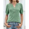 imageANRABESS Womens Tops Puff Short Sleeve Henley Shirt Dressy Casual Blouses Summer Sweater 2026 Spring Business Cute TunicsGreen