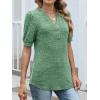 imageANRABESS Womens Tops Puff Short Sleeve Henley Shirt Dressy Casual Blouses Summer Sweater 2026 Spring Business Cute TunicsGreen