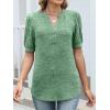 imageANRABESS Womens Tops Puff Short Sleeve Henley Shirt Dressy Casual Blouses Summer Sweater 2026 Spring Business Cute TunicsGreen