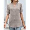 imageANRABESS Womens Tops Puff Short Sleeve Henley Shirt Dressy Casual Blouses Summer Sweater 2026 Spring Business Cute TunicsKhaki
