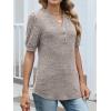 imageANRABESS Womens Tops Puff Short Sleeve Henley Shirt Dressy Casual Blouses Summer Sweater 2026 Spring Business Cute TunicsKhaki