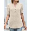 imageANRABESS Womens Tops Puff Short Sleeve Henley Shirt Dressy Casual Blouses Summer Sweater 2026 Spring Business Cute TunicsParchment