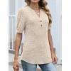 imageANRABESS Womens Tops Puff Short Sleeve Henley Shirt Dressy Casual Blouses Summer Sweater 2026 Spring Business Cute TunicsParchment