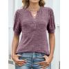 imageANRABESS Womens Tops Puff Short Sleeve Henley Shirt Dressy Casual Blouses Summer Sweater 2026 Spring Business Cute TunicsPurple