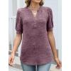 imageANRABESS Womens Tops Puff Short Sleeve Henley Shirt Dressy Casual Blouses Summer Sweater 2026 Spring Business Cute TunicsPurple