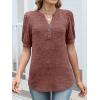 imageANRABESS Womens Tops Puff Short Sleeve Henley Shirt Dressy Casual Blouses Summer Sweater 2026 Spring Business Cute TunicsRust
