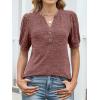 imageANRABESS Womens Tops Puff Short Sleeve Henley Shirt Dressy Casual Blouses Summer Sweater 2026 Spring Business Cute TunicsRust