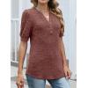 imageANRABESS Womens Tops Puff Short Sleeve Henley Shirt Dressy Casual Blouses Summer Sweater 2026 Spring Business Cute TunicsRust