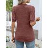imageANRABESS Womens Tops Puff Short Sleeve Henley Shirt Dressy Casual Blouses Summer Sweater 2026 Spring Business Cute TunicsRust
