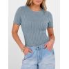 imageANRABESS Womens Tops Short Sleeve Crewneck Shirts Slim Fit Ribbed Knit Lightweight Sweater 2026 Summer Dressy Casual TShirtsBlue