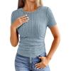 imageANRABESS Womens Tops Short Sleeve Crewneck Shirts Slim Fit Ribbed Knit Lightweight Sweater 2026 Summer Dressy Casual TShirtsBlue
