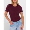 imageANRABESS Womens Tops Short Sleeve Crewneck Shirts Slim Fit Ribbed Knit Lightweight Sweater 2026 Summer Dressy Casual TShirtsBurgundy