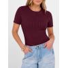 imageANRABESS Womens Tops Short Sleeve Crewneck Shirts Slim Fit Ribbed Knit Lightweight Sweater 2026 Summer Dressy Casual TShirtsBurgundy