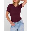 imageANRABESS Womens Tops Short Sleeve Crewneck Shirts Slim Fit Ribbed Knit Lightweight Sweater 2026 Summer Dressy Casual TShirtsBurgundy