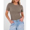 imageANRABESS Womens Tops Short Sleeve Crewneck Shirts Slim Fit Ribbed Knit Lightweight Sweater 2026 Summer Dressy Casual TShirtsCool Ash Brown