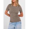 imageANRABESS Womens Tops Short Sleeve Crewneck Shirts Slim Fit Ribbed Knit Lightweight Sweater 2026 Summer Dressy Casual TShirtsCool Ash Brown