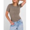 imageANRABESS Womens Tops Short Sleeve Crewneck Shirts Slim Fit Ribbed Knit Lightweight Sweater 2026 Summer Dressy Casual TShirtsCool Ash Brown