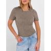 imageANRABESS Womens Tops Short Sleeve Crewneck Shirts Slim Fit Ribbed Knit Lightweight Sweater 2026 Summer Dressy Casual TShirtsCool Ash Brown