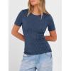 imageANRABESS Womens Tops Short Sleeve Crewneck Shirts Slim Fit Ribbed Knit Lightweight Sweater 2026 Summer Dressy Casual TShirtsDark Blue