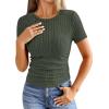 imageANRABESS Womens Tops Short Sleeve Crewneck Shirts Slim Fit Ribbed Knit Lightweight Sweater 2026 Summer Dressy Casual TShirtsDeep Green
