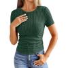 imageANRABESS Womens Tops Short Sleeve Crewneck Shirts Slim Fit Ribbed Knit Lightweight Sweater 2026 Summer Dressy Casual TShirtsGreen
