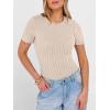 imageANRABESS Womens Tops Short Sleeve Crewneck Shirts Slim Fit Ribbed Knit Lightweight Sweater 2026 Summer Dressy Casual TShirtsLight Khaki