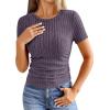 imageANRABESS Womens Tops Short Sleeve Crewneck Shirts Slim Fit Ribbed Knit Lightweight Sweater 2026 Summer Dressy Casual TShirtsPurple