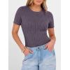 imageANRABESS Womens Tops Short Sleeve Crewneck Shirts Slim Fit Ribbed Knit Lightweight Sweater 2026 Summer Dressy Casual TShirtsPurple