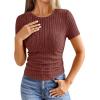imageANRABESS Womens Tops Short Sleeve Crewneck Shirts Slim Fit Ribbed Knit Lightweight Sweater 2026 Summer Dressy Casual TShirtsRust Orange