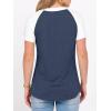 imageANRABESS Womens Tops Short Sleeve Henley Shirts Summer V Neck Color Block Tunic T Shirts Casual Blouses Work Trendy ClothesNavy Blue