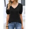 imageANRABESS Womens Tops Short Sleeve Sweaters Dressy Casual V Neck Summer Tunic Blouses Cute Work Shirts 2026 Trendy ClothesBlack