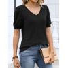 imageANRABESS Womens Tops Short Sleeve Sweaters Dressy Casual V Neck Summer Tunic Blouses Cute Work Shirts 2026 Trendy ClothesBlack