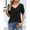 imageANRABESS Womens Tops Short Sleeve Sweaters Dressy Casual V Neck Summer Tunic Blouses Cute Work Shirts 2026 Trendy ClothesBlack
