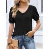 imageANRABESS Womens Tops Short Sleeve Sweaters Dressy Casual V Neck Summer Tunic Blouses Cute Work Shirts 2026 Trendy ClothesBlack