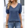 imageANRABESS Womens Tops Short Sleeve Sweaters Dressy Casual V Neck Summer Tunic Blouses Cute Work Shirts 2026 Trendy ClothesBlue