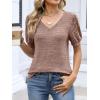 imageANRABESS Womens Tops Short Sleeve Sweaters Dressy Casual V Neck Summer Tunic Blouses Cute Work Shirts 2026 Trendy ClothesBurnt Tan